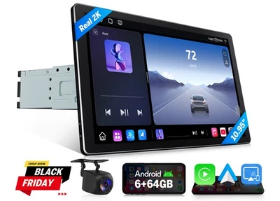 Fast 10.95" Android 13 1DIN Car Radio 6+64GB Storage GPS 4G LTE Wireless CarPlay - Image 1 of 4