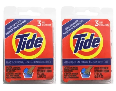 2 Pack - Tide Liquid Travel Sink Packets, (3 x 4.5 fl oz) 3-Count - Image 1 of 2