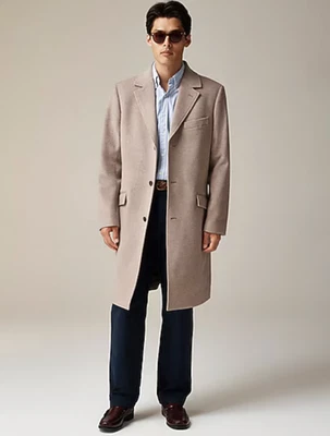 J. Abrigo Rivington Crew para hombre en mezcla italiana de lana cachemir tostado 40S NUEVO $598 Foto 1 de 4