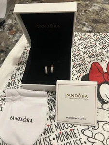 *BRAND NEW* Pandora Timeless Clear CZ Pavé Double-Row Hoop Earrings - Picture 1 of 10