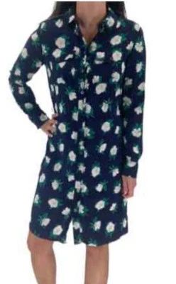 DRAPER JAMES x земли конец магнолии темно-синий цветочный рубашка платье размер XS - Изображение 1 из 4