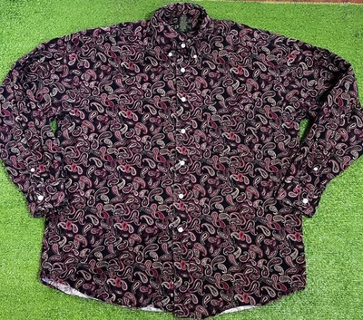 Camisa Western Vintage LG Paisley Camisa Abotonada Color Brillante Rodeo Informal  Foto 1 de 4