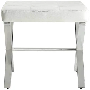 Vera 20" Wide White Tufted Leatherette Vanity Bench - Picture 1 of 1