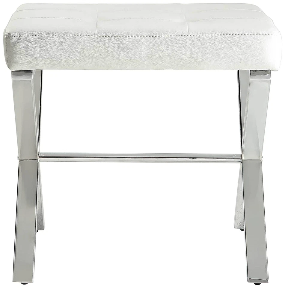 Vera 20" Wide White Tufted Leatherette Vanity Bench - Image 1 of 1