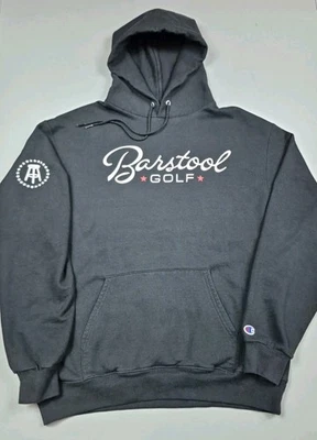 Barstool Sports Golf Hoodie Mens Large Black Sweatshirt Champion - Image 1 of 4