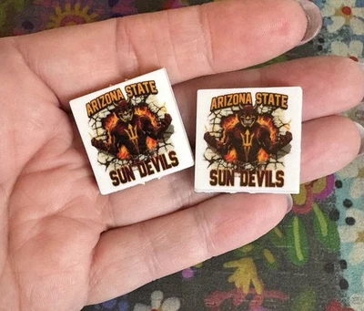 2 Piezas College University ARIZONA SUN Cuentas Focales Hágalo Usted Mismo Joyería Plumas + NUEVO Foto 1 de 2