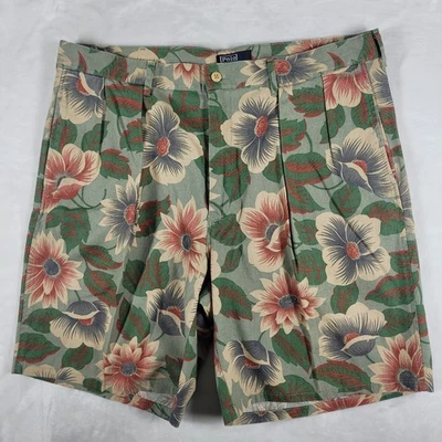 Винтажные мужские шорты Polo Ralph Lauren 38 зеленые со складками с цветочным рисунком сделано в США - Изображение 1 из 4