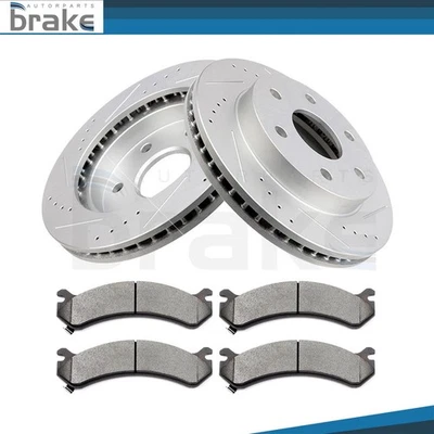 Fits GMC Savana 2500 Drilled & Slotted Front Brake Discs Rotors + Ceramic Pads Foto 1 de 4