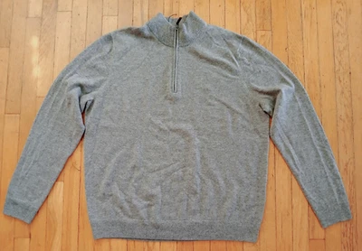John W. Nordstrom Men's Size XL  Gray 1/4 Zip 100% Italian Cashmere Sweater - Imagem 1 de 4
