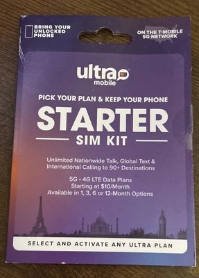 Ultra Mobile Starter Sim Kit w/Sim For Unlocked Phones Unlimited Talk Text New - Image 1 of 2