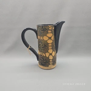 Jarra de cerámica grande hecha a mano vintage con mango decoración de cocina de 10,5" de alto - Imagen 1 de 14