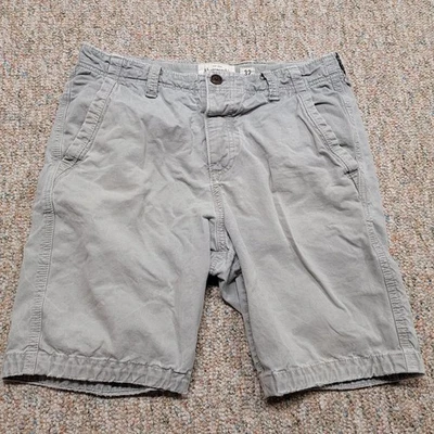 Abercrombie & Fitch Shorts Mens 32 Grey Chinos Button Fly Distressed Casual - Image 1 of 4
