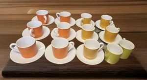 70's Retro Colors Demitasee Espresso Cups with Saucers 11 Sets +2 Cups - Picture 1 of 13