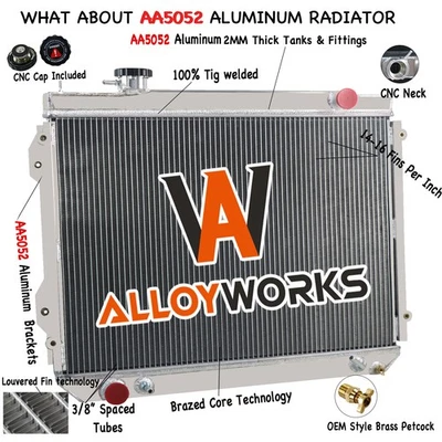 Radiador de aluminio para Toyota Tacoma 1995-2004 1997 motor 2,7 L 2,4 L L4 3,4 L V6 Foto 1 de 4