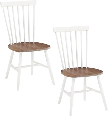 Paquete de 2 sillas de comedor Eagle Ridge tradicionales estilo Windsor de madera maciza, crema Foto 1 de 4