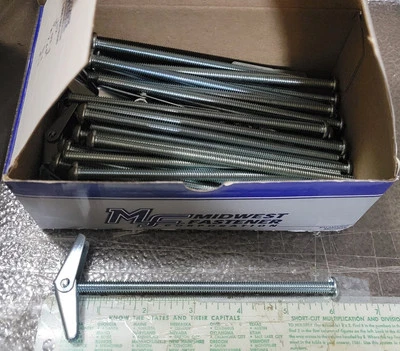 1/4-20 x 6 Zinc Plated Steel Coarse Thread Slotted Round Head Toggle Bolt 30pcs - Image 1 of 3
