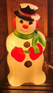 Vintage 1999 Grand Venture 30" Blow Mold Plastic Snowman Red Nose Green ScarfUSA - Picture 1 of 11
