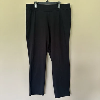 J Jill Pima Cotton Pull On Ankle Pants Women M Black Wide Waist Band Casual Elas - Image 1 of 4