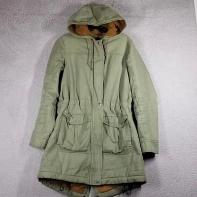 Patagonia Parka Womens Medium Olive Green Prairie Dawn Sherpa Lined Hooded Warm - Image 1 of 4
