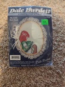 1988 Vintage Dale Burdett Country Cross Stitch Kit My Little Red Head NIP Hoop - Picture 1 of 2