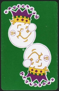 Vintage playing card REDDY KILOWATT green background Reddy in a jesters hat pic - Picture 1 of 2