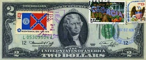 MAGNET $ 2 1976 BRIEFMARKE STORNIERT DIE FLAGGE UNSERER NATION GEORGIEN $ 9,95 - Bild 1 von 4