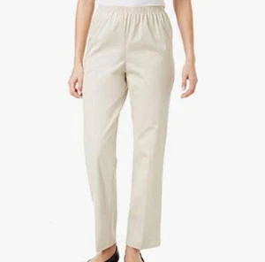 BRECKENRIDGE  Knit Stretch  Pants With Front and Hip Pockets   Beige  Size 14 - Picture 1 of 7