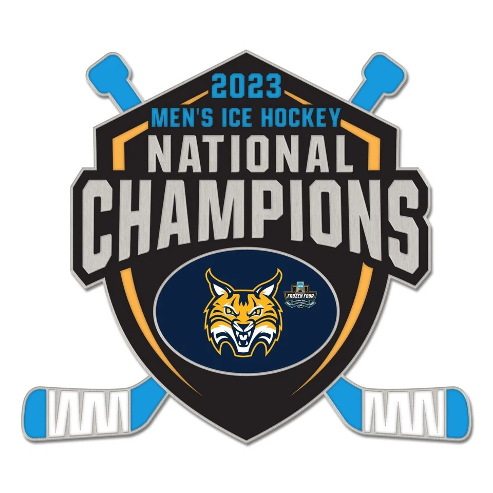 PIN 2023 QUINNIPIAC BOBCATS NCAA NATIONAL CHAMPIONS FROZEN FOUR LAPEL PIN - #A4L - Image 1 of 1