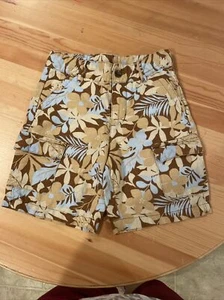Janie and Jack Cargo Linen Mix Shorts Blue Brown Floral Size 6 Adjustable Waist - Picture 1 of 6