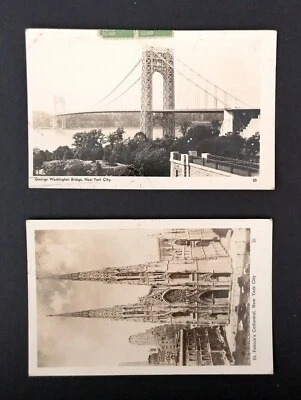 2 New York City postcards 1950. George Washington Bridge and St. Patrick's Cat. - Image 1 of 4