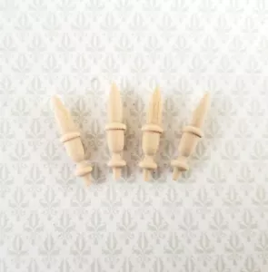 Dollhouse Finials Architectural Ornament Wood x4 Pieces 1:12 Scale 3/4" HW12036 - Picture 1 of 3