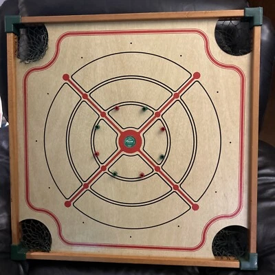 Vintage Carrom Wood Game Board  26”X 26” Net Pockets 2 Sided Merdel Game 1970s - Image 1 of 4