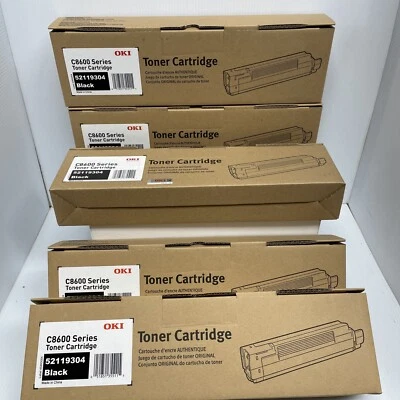 5 nuevos cartuchos de impresión de tóner negro Okidata C8600 - 52119304 OKI Foto 1 de 2