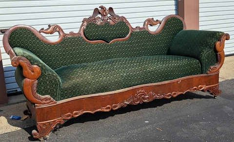 Antique Victorian Sofa Settee Couch Vintage VERY Detailed Hand Carved Wood Cover