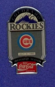 1993 Chicago Cubs Coca-Cola Colorado Rockies Inaugural MLB Baseball Lapel Pin - Picture 1 of 1