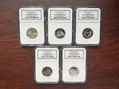 2005-S 25C Proof Clad Statehood Quarter Set of 5 PF69 Ultra Cameo NGC - Image 1 of 2