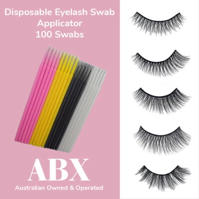 100 Disposable Eyelash Extension Swab Applicators Micro Brush Mascara Tools AU - Изображение 1 из 2