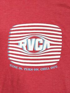 RVCA TV Tune In, Turn On, Chill Out T Shirt Red Graphic Print Soft Large