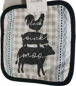 1 Portapentola Jumbo stampato, 8""x8"", ANIMALI DA FATTORIA, CLUCK, OINK, MOO, FEEL & DO GOOD, TL - Foto 1 di 23