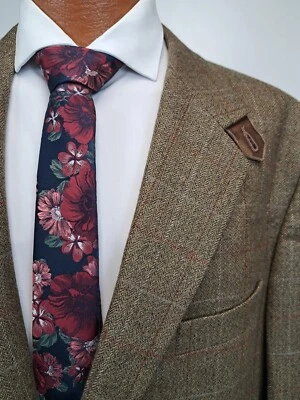 PAUL FREDRICK Brown Windopane Plaid Sport Coat Suit Blazer 46L 100% Lambswool Foto 1 de 4