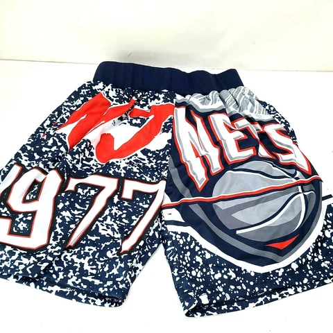 New Jersey Nets 1977 Shorts Large Blue Gray Men Mitchell & Ness Basketball Cover