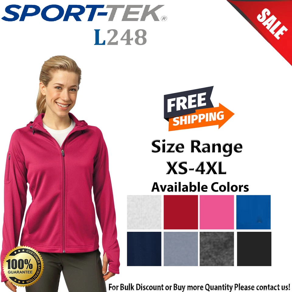 Chaqueta con capucha Sport-Tek para mujer manga larga tecnología polar cremallera completa bolsillos L248 Foto 1 de 1