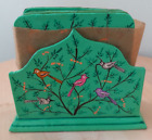 Coasters peints en bois x 6 pouces support assorti design oiseaux verts