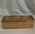 ***Vintage Brass Covered Wooden Lidded Box Textured Brass Made in England