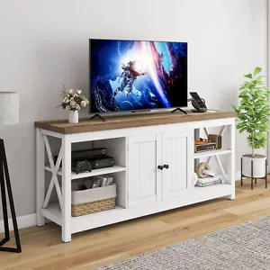 TV Stand with Doors Power Outlets for 65 inch Entertainment Center TV Console - Picture 1 of 14
