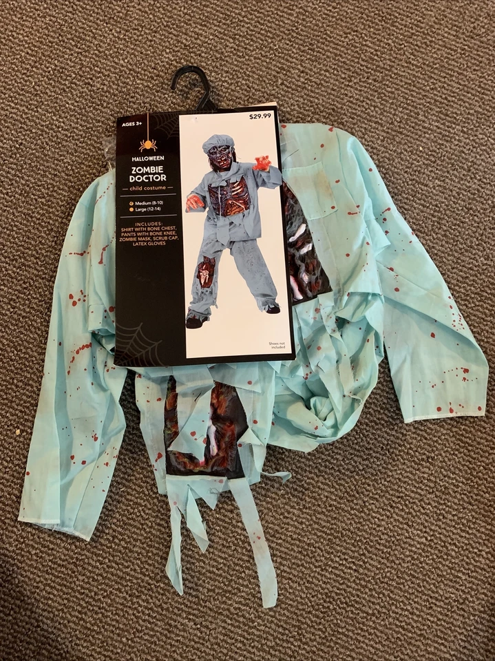 Fantasia de médico zumbi infantil média-NOVO EM FOLHA-ENVIO N 24 HORAS - Imagem 1 de 4