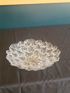 Pièce maîtresse de bol 10 pouces feuille de cristal givrée ~ verre givré transparent écu - Photo 1/21
