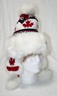 Maple Leaf Jacquard Knit Faux Fur Knitted Toque O/S