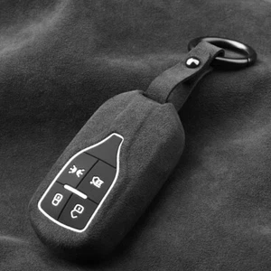 Alcantara Suede Car Key Case Cover KeyChain For Maserati Quattroporte Levante - Picture 1 of 7