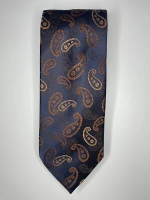Corbata Alexander Julian / Azul y Marrón Paisley / 100% Poliéster / L-65 pulgadas y W-3,5 pulgadas Foto 1 de 4